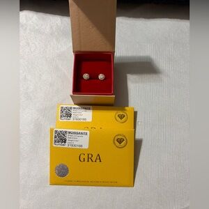 NWT Moissanite 1CT(0.5ct each)Sterling Silver Stud Earrings with GRA CERTIFICATE